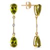 Image 1 : Genuine 6.01 ctw Peridot & Diamond Earrings Jewelry 14KT Yellow Gold - REF-42V4W