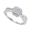 Image 1 : 0.15 CTW Diamond Square Cluster Tapered Bridal Engagement Ring 10KT White Gold - REF-20M9H
