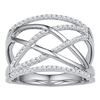 Image 1 : 0.33 CTW Diamond Crisscross Crossover Ring 10KT White Gold - REF-30M2H