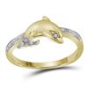 Image 1 : 0.05 CTW Diamond Dolphin Animal Fish Ring 10KT Yellow Gold - REF-12H2M