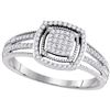 Image 1 : 0.20 CTW Diamond Square Cluster Ring 10KT White Gold - REF-22M4H