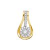 Image 1 : 0.13 CTW Diamond Flower Teardrop Pendant 10KT Yellow Gold - REF-12W2K