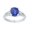 Image 1 : 2.5 CTW Oval Created Blue Sapphire Solitaire Diamond Ring 10KT White Gold - REF-26W9K