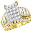Image 1 : 3.02 CTW Diamond Cluster Bridal Engagement Ring 10KT Yellow Gold - REF-240F2N