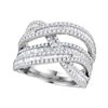 Image 1 : 1.84 CTW Diamond Crossover Woven Strand Ring 10KT White Gold - REF-119Y9X