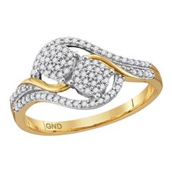 0.20 CTW Diamond Double Circle Cluster Ring 10KT Yellow Gold - REF-22N4F