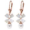 Genuine 6 ctw Opal & Pearl Earrings Jewelry 14KT Rose Gold - REF-50R7P