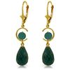 Genuine 18.6 ctw Green Sapphire Corundum & Emerald Earrings Jewelry 14KT Yellow Gold - REF-49H2X