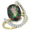 Natural 5.89 ctw Mystic-topaz & Diamond Engagement Ring 14K Yellow Gold - REF-91V4F