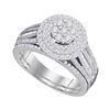 Image 1 : 1 CTW Diamond Cluster Bridal Engagement Ring 10KT White Gold - REF-82W4K