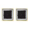 Image 1 : 0.90 CTW Mens Black Color Diamond Square Cluster Earrings 10KT Yellow Gold - REF-37K5W