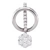 Image 1 : 0.74 CTW Diamond Flower Cluster Dangle Pendant 14KT White Gold - REF-64X4Y
