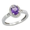 Image 1 : Natural 1.08 ctw Amethyst & Diamond Engagement Ring 14K White Gold - REF-31N3G