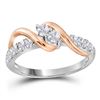 Image 1 : 0.75 CTW Diamond 2-stone Hearts Together Bridal Ring 14KT White Gold - REF-82W4K