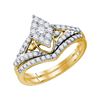 Image 1 : 0.71 CTW Diamond Oval Cluster Bridal Engagement Ring 10KT Yellow Gold - REF-59N9F