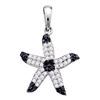 Image 1 : 0.30 CTW Black Color Diamond Starfish Animal Pendant 10KT White Gold - REF-25M4H