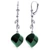 Genuine 30.52 ctw Green Sapphire Corundum & Diamond Earrings Jewelry 14KT White Gold - REF-66X2M