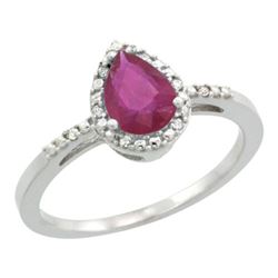 Natural 1.03 ctw ruby & Diamond Engagement Ring 14K White Gold - REF-25W5K