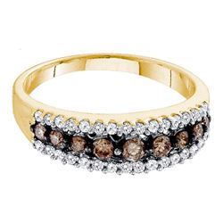 0.50 CTW Cognac-brown Color Diamond Ring 10KT Yellow Gold - REF-22F4N