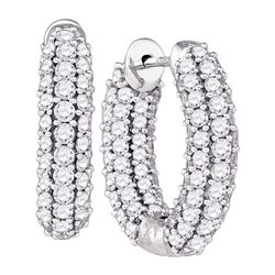 5.1 CTW Diamond In/Out Hoop Earrings 14KT White Gold - REF-382M4H