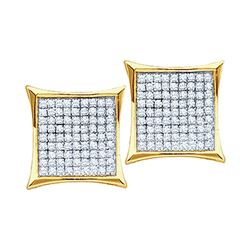 0.10 CTW Diamond Square Kite Cluster Earrings 10KT Yellow Gold - REF-12K2W