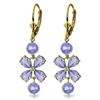 Image 1 : Genuine 5.32 ctw Tanzanite Earrings Jewelry 14KT Yellow Gold - REF-75Y2F