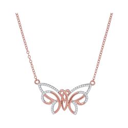 0.20 CTW Diamond Butterfly Bug Pendant 10KT Rose Gold - REF-20K9W