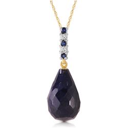 Genuine 8.95 ctw Sapphire & Diamond Necklace Jewelry 14KT Yellow Gold - REF-32K3V