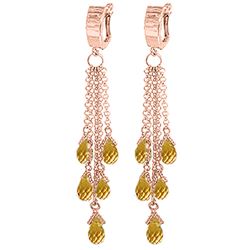 Genuine 7.3 ctw Citrine Earrings Jewelry 14KT Rose Gold - REF-62P3H