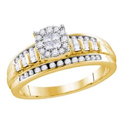 0.51 CTW Princess Diamond Cluster Bridal Engagement Ring 10KT Yellow Gold - REF-49M5H