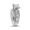 Image 2 : 0.49 CTW Princess Diamond Cluster Bridal Engagement Ring 10KT White Gold - REF-40F4N