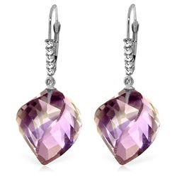 Genuine 21.65 ctw Amethyst & Diamond Earrings Jewelry 14KT White Gold - REF-57T6A