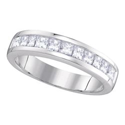 1 CTW Princess Channel-set Diamond Single Row Ring 14KT White Gold - REF-107K9W