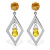 Image 1 : Genuine 2.4 ctw Citrine Earrings Jewelry 14KT White Gold - REF-39T3A
