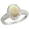 Natural 1.21 ctw Opal & Diamond Engagement Ring 10K White Gold - REF-31Y5X