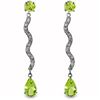 Genuine 4.35 ctw Peridot & Diamond Earrings Jewelry 14KT White Gold - REF-62M3T