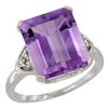 Natural 5.44 ctw amethyst & Diamond Engagement Ring 10K White Gold - REF-32V2F