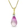 Genuine 2.3 ctw Pink Topaz & Diamond Necklace Jewelry 14KT Yellow Gold - REF-22Z8N
