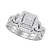 0.85 CTW Princess Diamond Woven Bridal Wedding Engagement Ring 14KT White Gold - REF-104X9Y