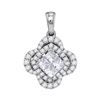 0.75 CTW Princess Diamond Cluster Pendant 14KT White Gold - REF-67F4N