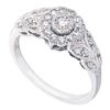 0.34 CTW Diamond Solitaire Floral Cluster Milgrain Ring 10KT White Gold - REF-34Y4X