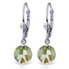 Genuine 3.1 ctw Green Amethyst Earrings Jewelry 14KT White Gold - REF-34H3X