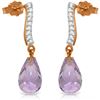 Genuine 4.78 ctw Amethyst & Diamond Earrings Jewelry 14KT Rose Gold - REF-46P2H
