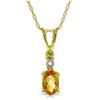 Genuine 0.46 ctw Citrine & Diamond Necklace Jewelry 14KT Yellow Gold - REF-21H6X