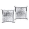 0.10 CTW Diamond Square Kite Cluster Stud Earrings 10KT White Gold - REF-6F6N