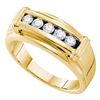 0.48 CTW Mens Diamond Single Row Ridged Edges Wedding Ring 14KT Yellow Gold - REF-97M4H