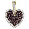 0.50 CTW Cognac-brown Color Diamond Heart Love Pendant 10KT Yellow Gold - REF-26N9F