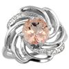 Natural 1.75 ctw morganite & Diamond Engagement Ring 14K White Gold - REF-70X5A