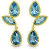Genuine 13 ctw Blue Topaz Earrings Jewelry 14KT Yellow Gold - REF-58X7M
