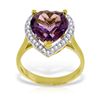 Genuine 3.24 ctw Amethyst & Diamond Ring Jewelry 14KT Yellow Gold - REF-66Y9F